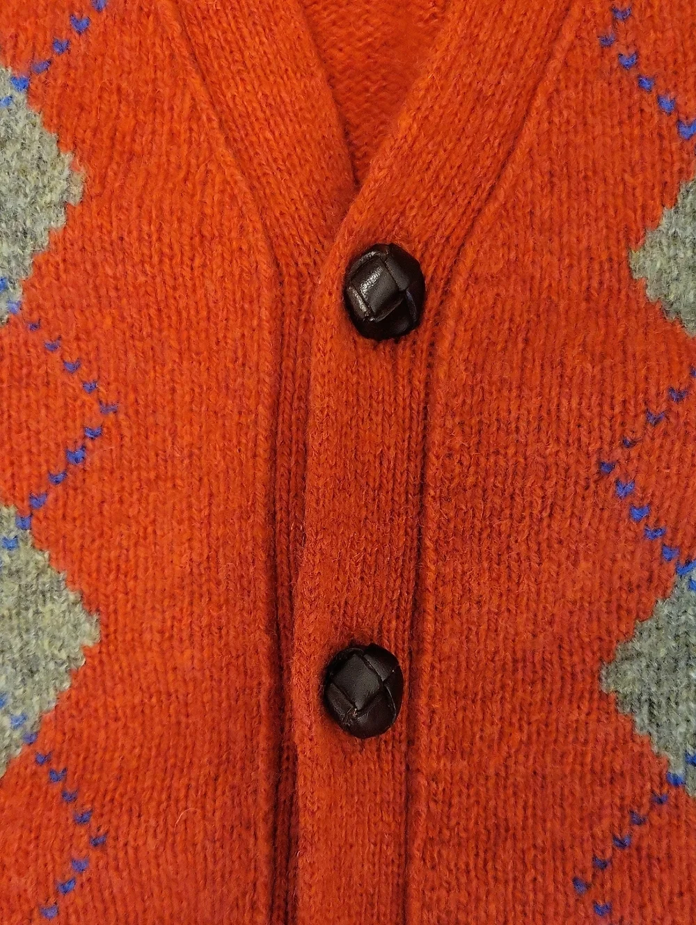 J. Crew Men's Rust Argyle V-Neck Cardigan Sweater Small Academia Grandpa Preppy